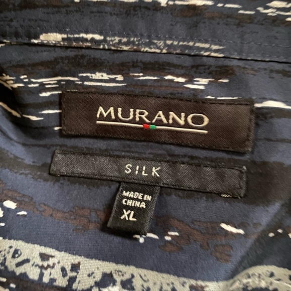 Men’s Silk Murano Button up Blouse Long Sleeve Bleu&Gray in Excellent Us… - Picture 3 of 3